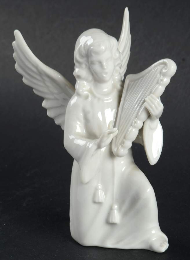 Angel Musicians Angel Kneeling With Harp - No Box by Dresden (German)-1