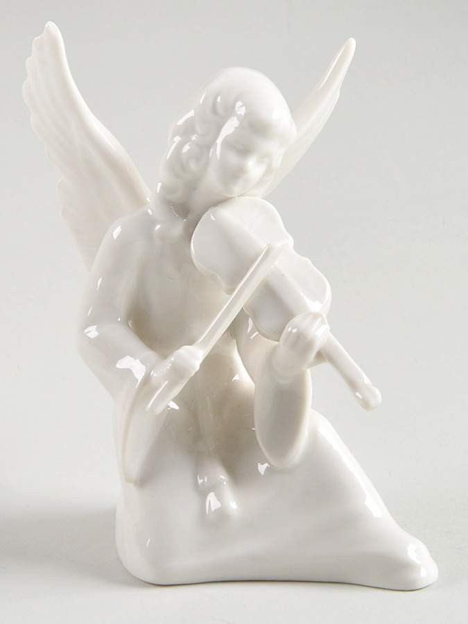 Angel Musicians Angel Kneeling With Violin - No Box by Dresden (German)-1