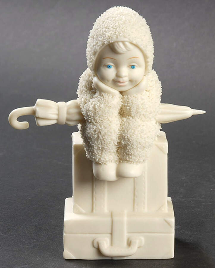 Snowbabies Friendship Club Figurine Sitting On Suitcase-Figurine Only - No Box by Department 56-1