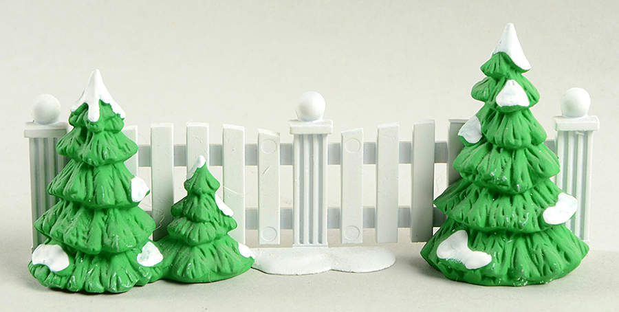 General Village Accessories Frosty Tree-Lined Picket Fence - Boxed by Department 56-1
