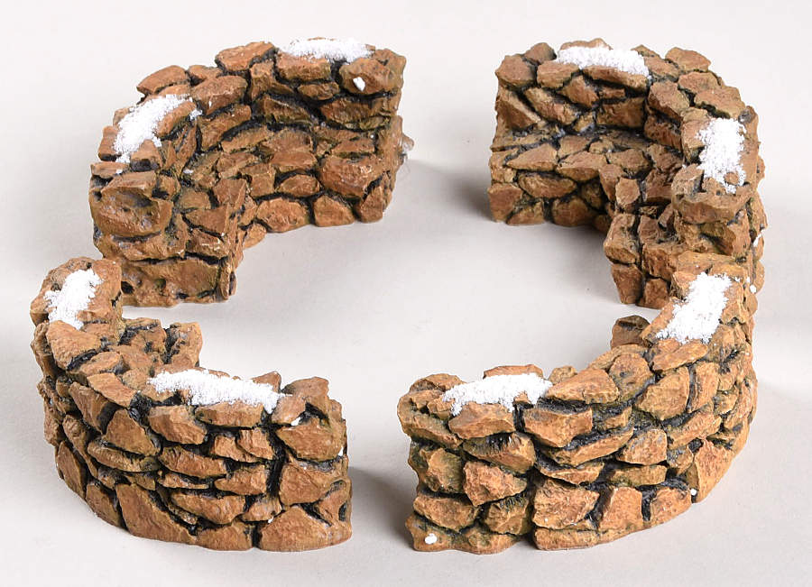 General Village Accessories Stone Curved Wall/ Bench-Set Of 4 - Boxed by Department 56-1