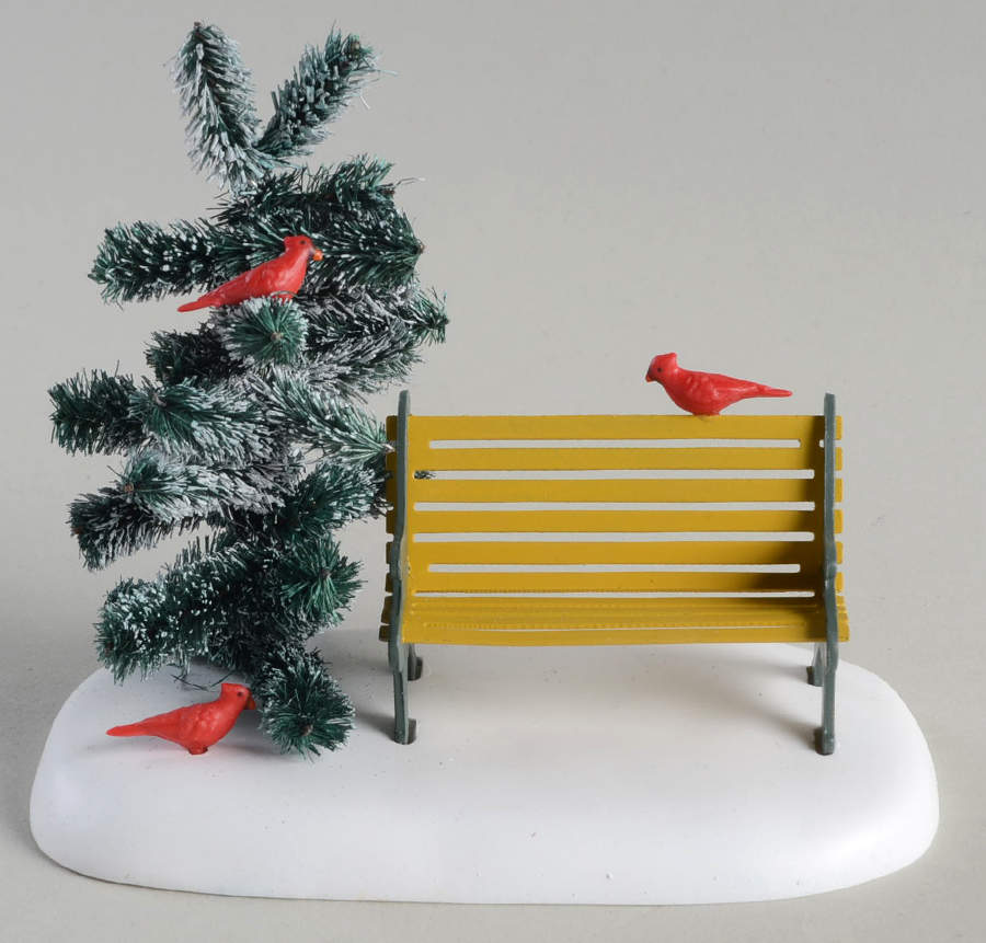 General Village Accessories Cardinal Christmas Bench - With Box Bx935 by Department 56-1