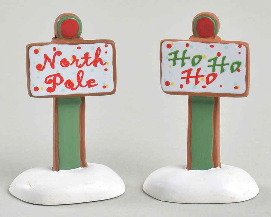 Gingerbread Lane - North Pole Gingerbread Christmas Signs - No Box by Department 56-1
