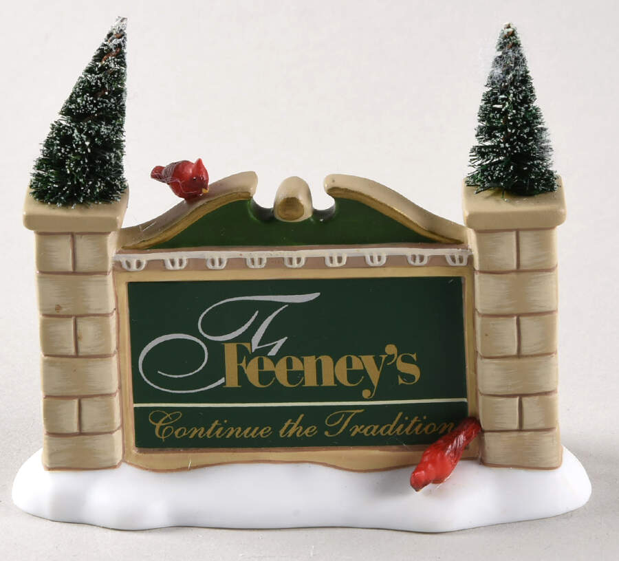 General Village Accessories Feeney's Village Sign & Bench - Boxed by Department 56-1