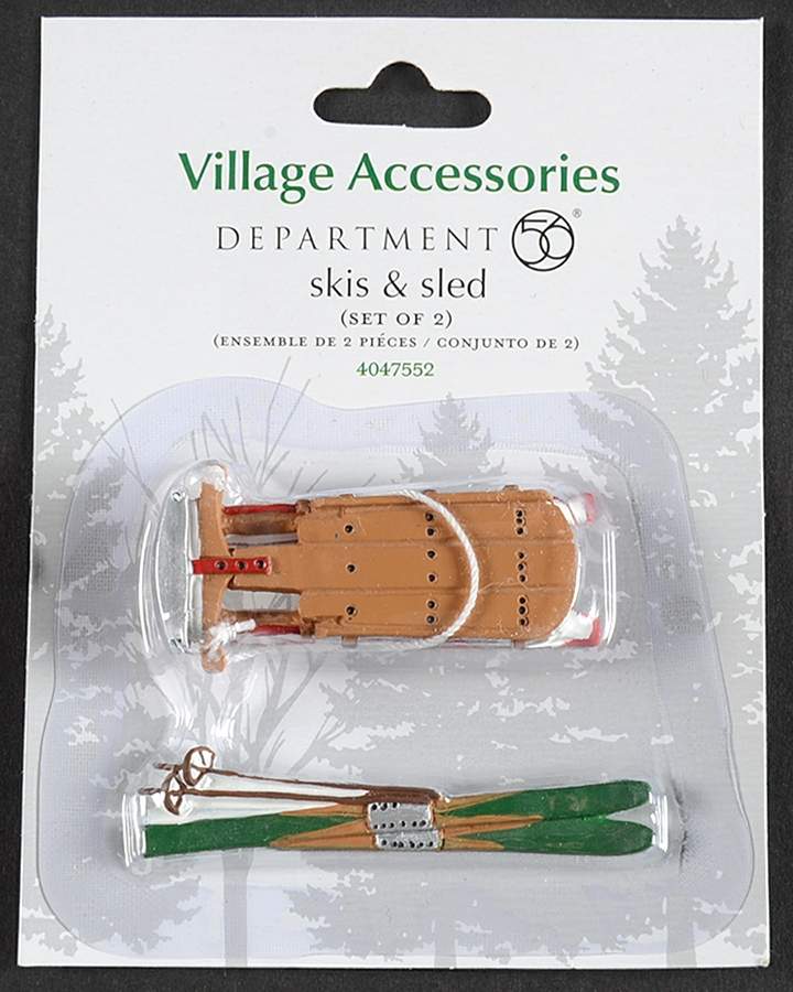 General Village Accessories Skis & Sled - With Box Bx782 by Department 56-1