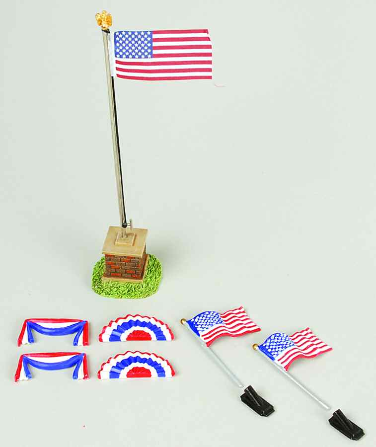 General Village Accessories American Flags-Set Of 7 - Boxed by Department 56-1