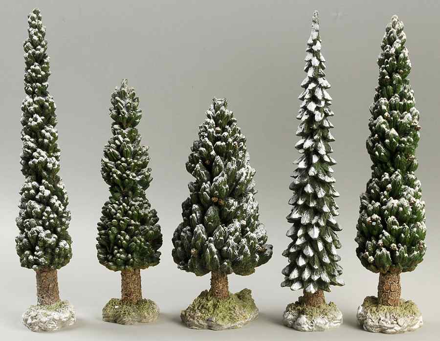 General Village Tree Accessories Snowy Evergreen Trees-Large-Set Of 5 - No Box by Department 56-1