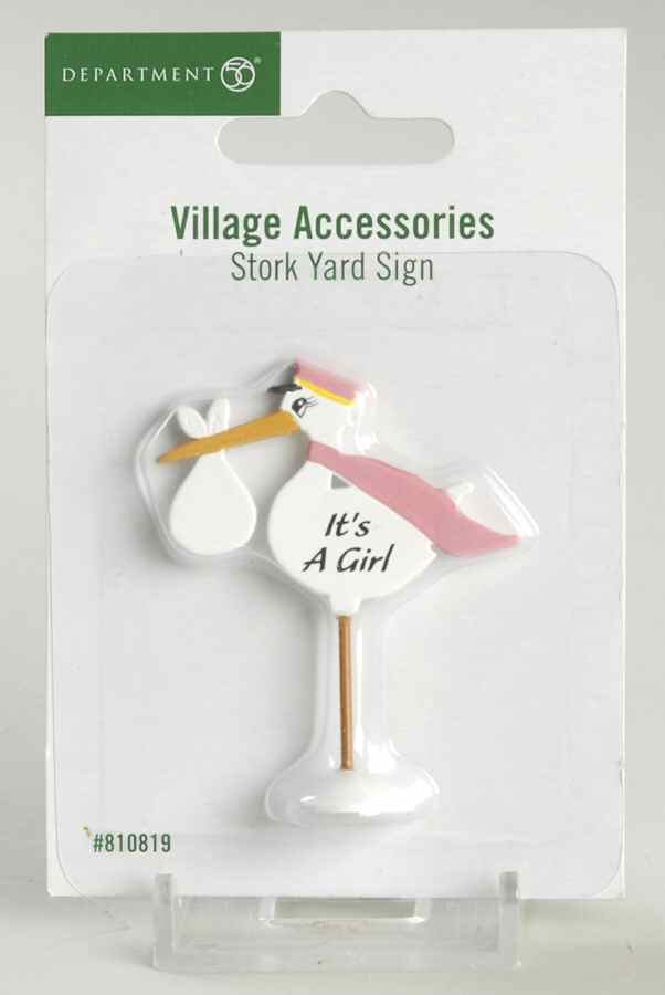 General Village Accessories Stork Yard Sign - Pink - Boxed by Department 56-1