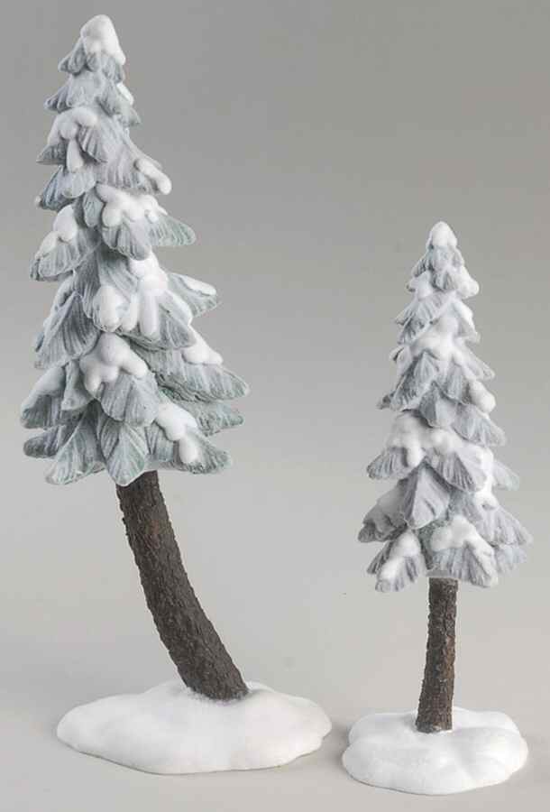 General Village Tree Accessories Flocked Pine Trees-Set Of 2 - No Box by Department 56-1