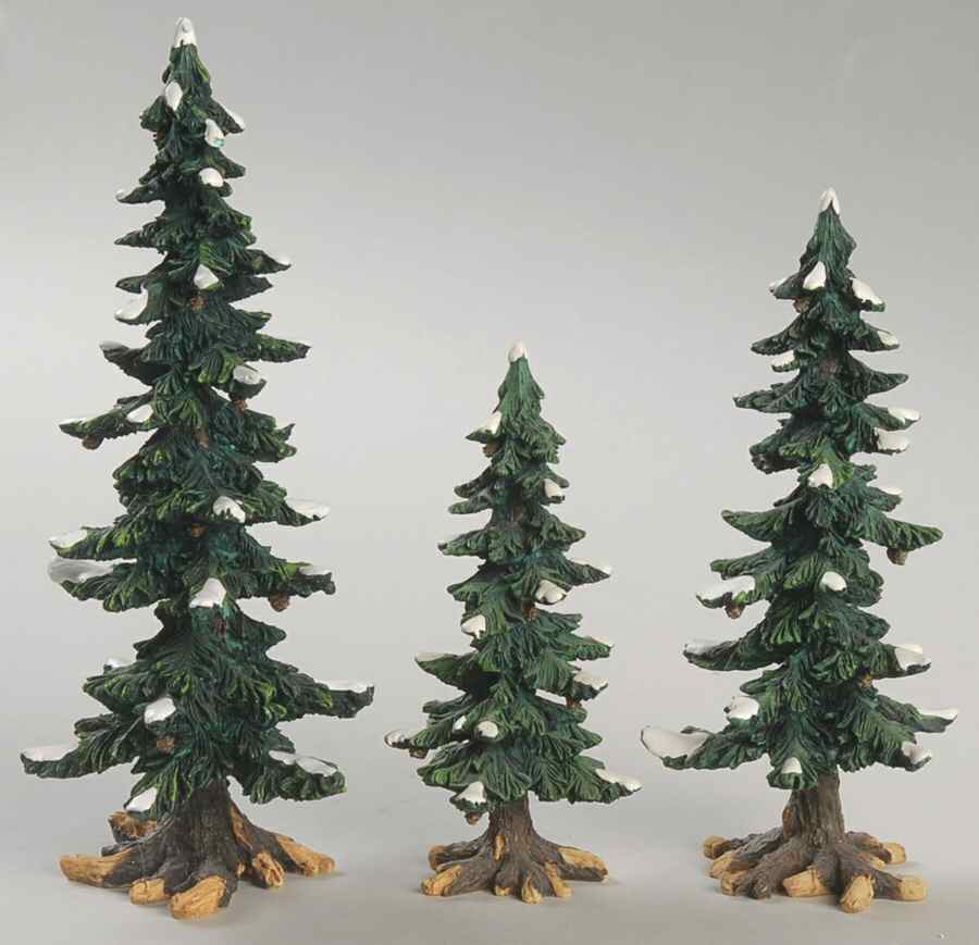 General Village Tree Accessories Winter Pine Trees W/ Pine Cones-Set Of 3 - No Box by Department 56-1