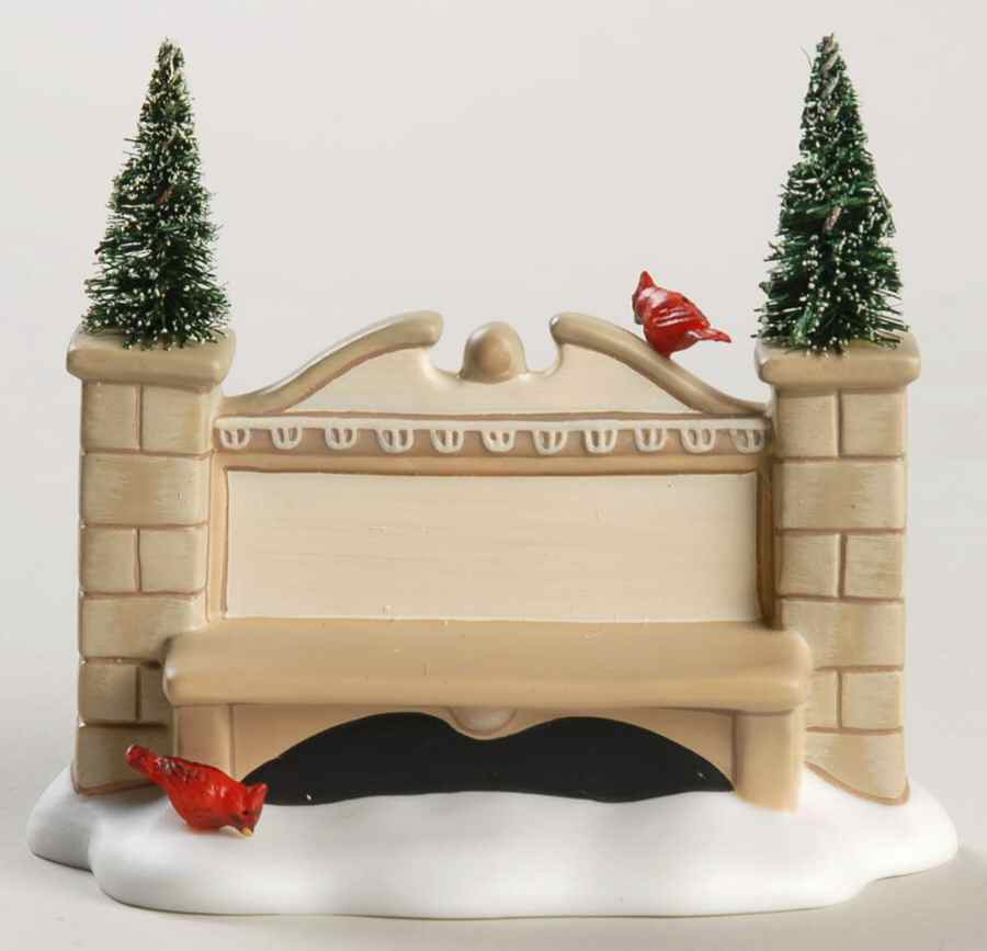 General Village Accessories Village Sign And Bench - With Box Bx378 by Department 56-1