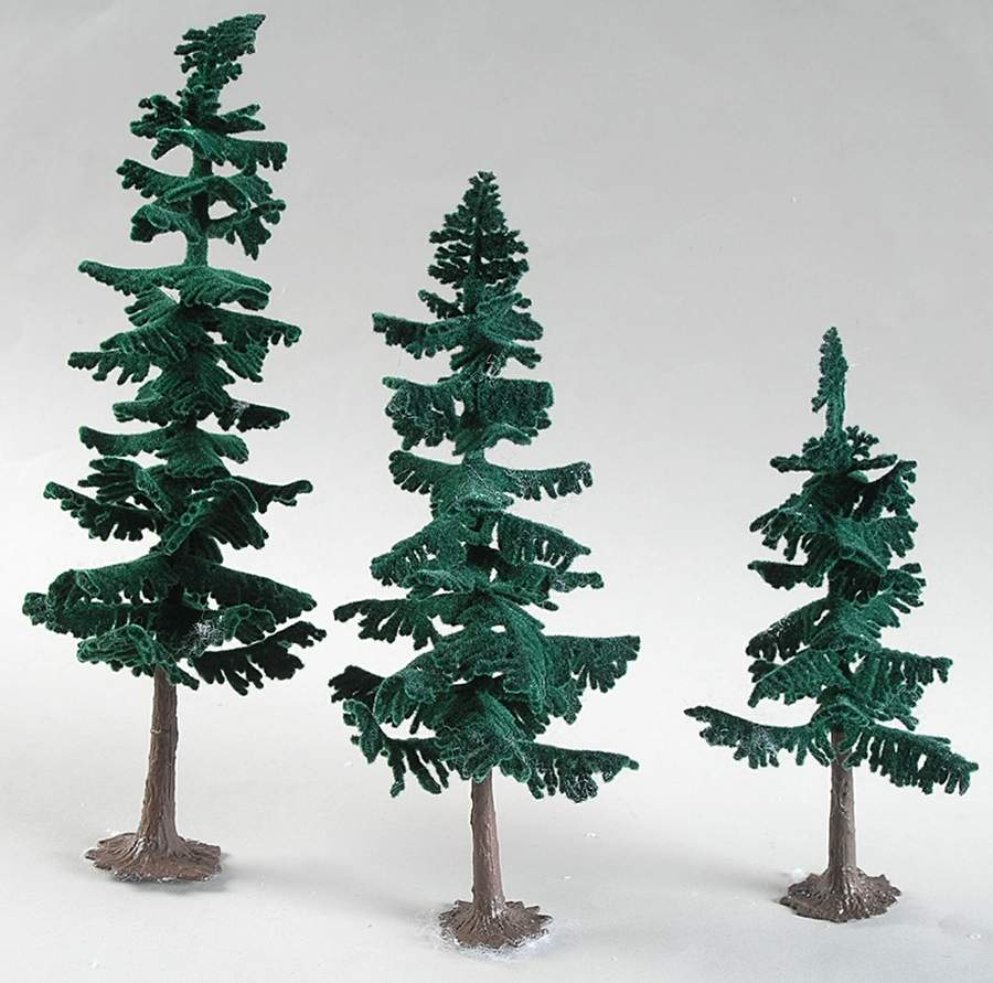 General Village Tree Accessories Flocked Pine Trees-Set Of 3 - Boxed by Department 56-1