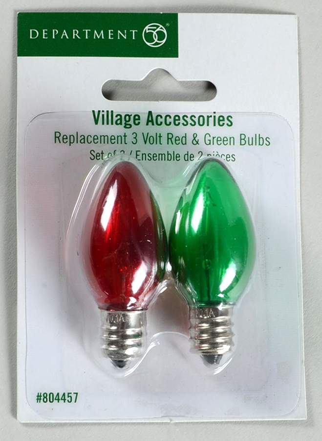 General Village Electrical Replacement 3 Volt Red & Green Bulbs - Boxed by Department 56-1