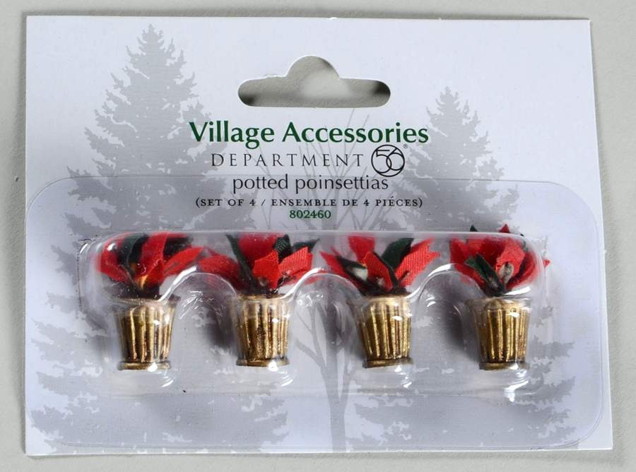 General Village Accessories Potted Poinsettias - Boxed by Department 56-1