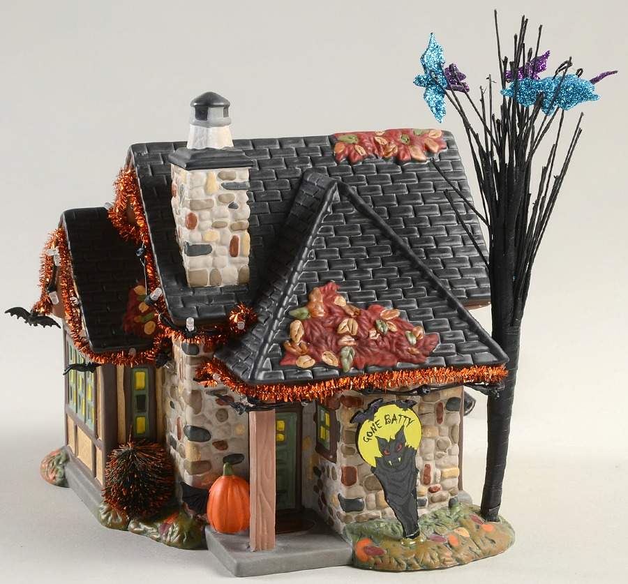 Trick Or Treat Lane - Snow Village Halloween The Bat House - Boxed by Department 56-1