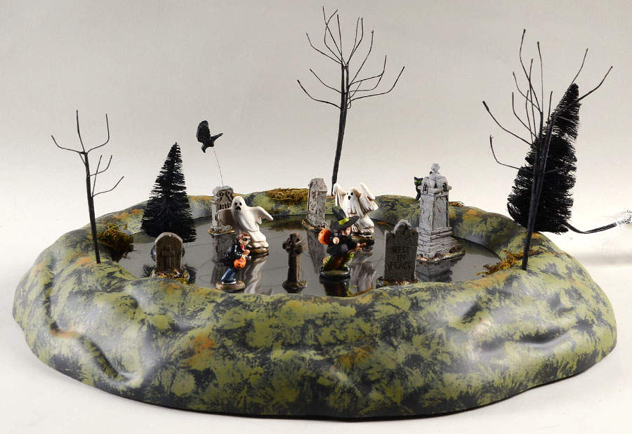 Snow Village Halloween Animated Ghosts In Graveyard - With Box Bx 628 by Department 56-1
