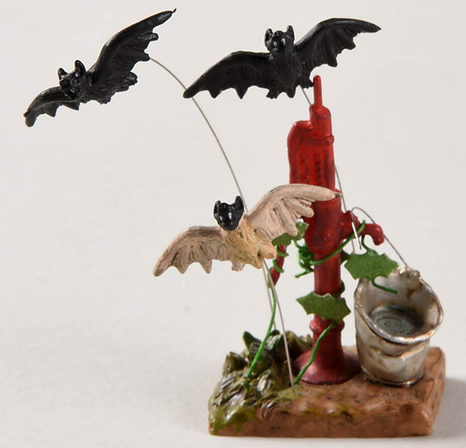 Snow Village Halloween Water Pump W/ Bats - No Box by Department 56-1