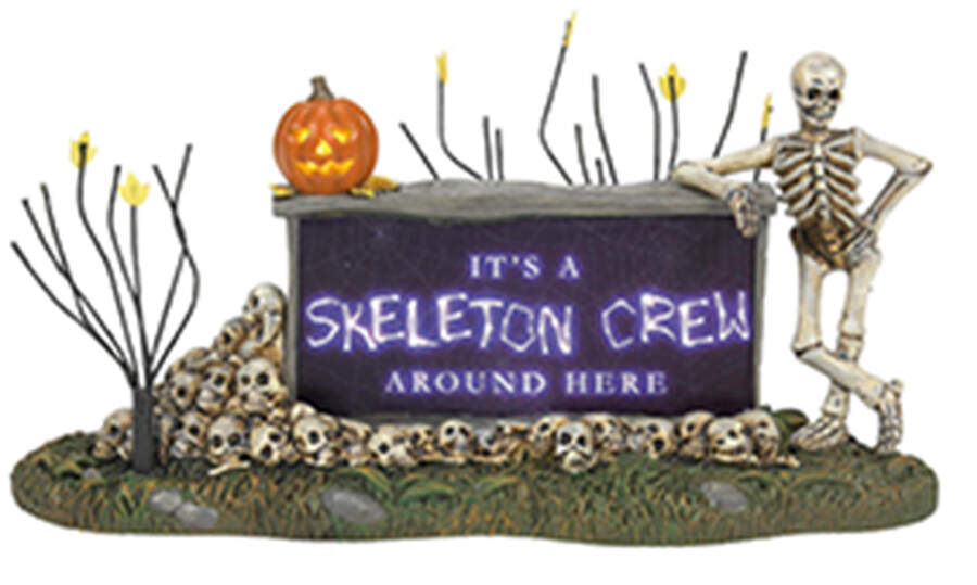 Snow Village Halloween We're A Skeleton Crew Lit Sign - With Box Bx752 by Department 56-1