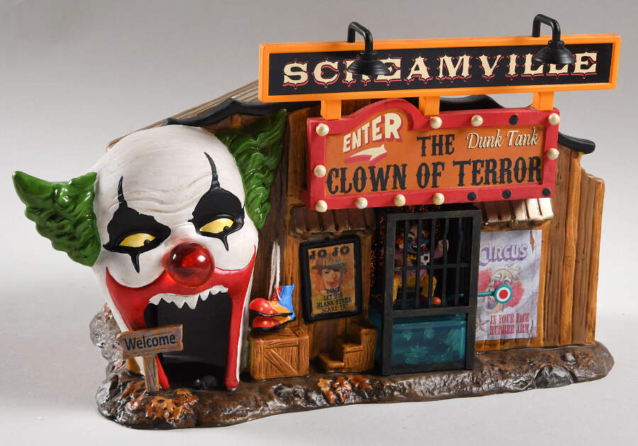 Snow Village Halloween The Clown House Of Terror - With Box Bx372 by Department 56-1