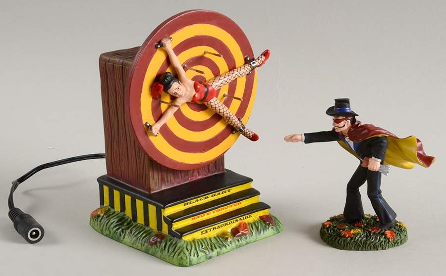 Snow Village Halloween Black Bart Knife Thrower Ext - With Box Bx412 by Department 56-1