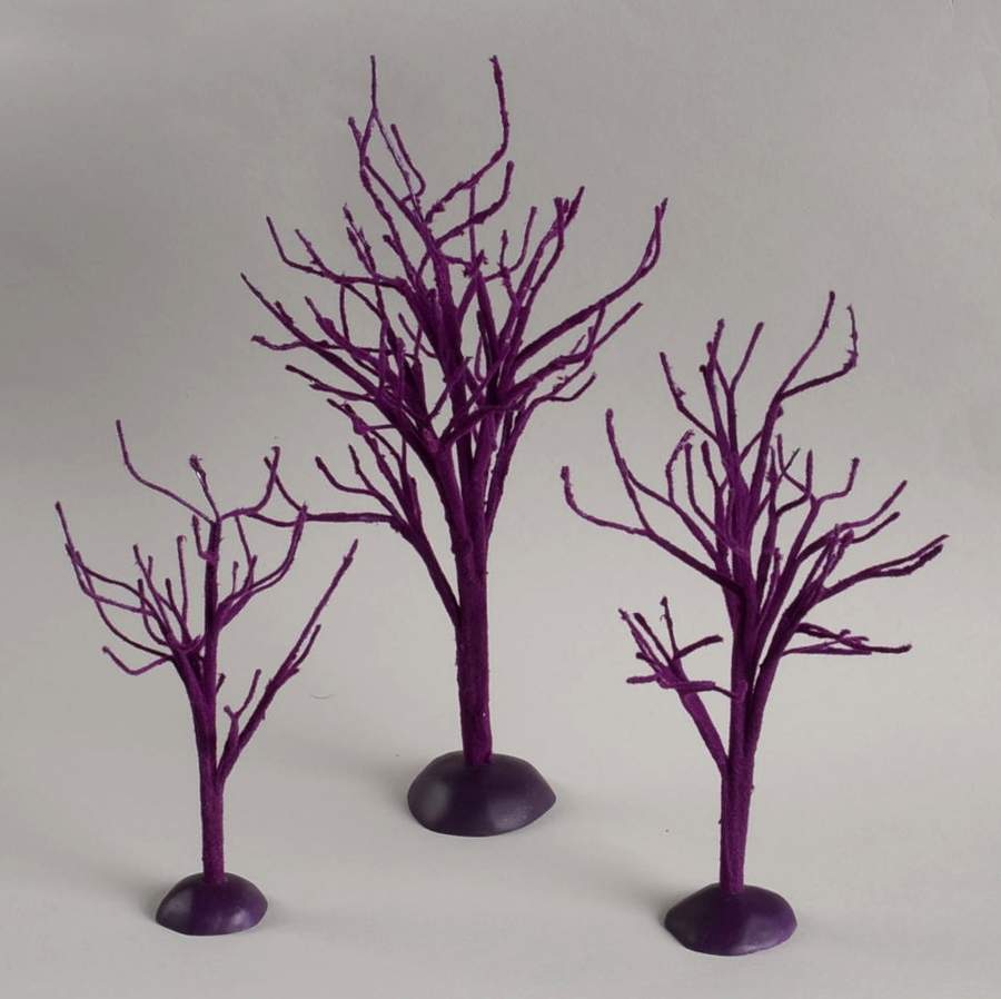 Snow Village Halloween Purple Bare Branch Trees - Boxed by Department 56-1