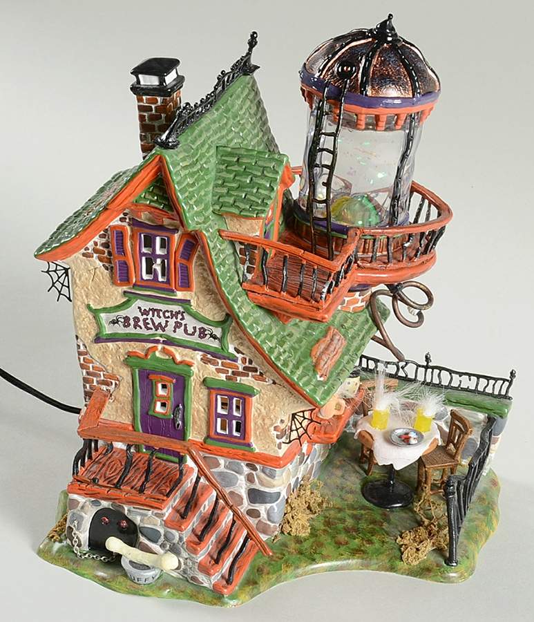 Snow Village Halloween Witch's Brew Pub-Multi-Color Light Effec - Boxed by Department 56-1