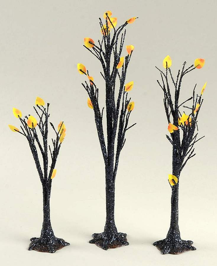 Snow Village Halloween Spooky Black Glitter Tree - Boxed by Department 56-1