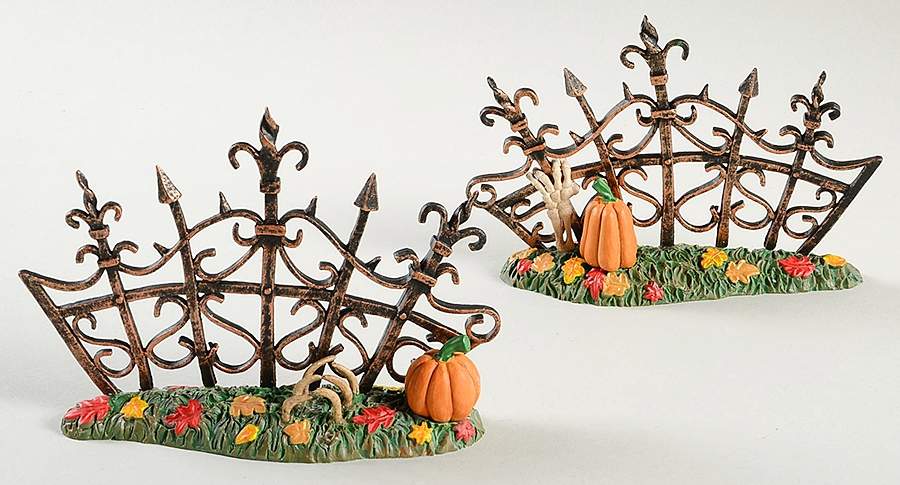 Snow Village Halloween Gothic Gate Fence Sections - Boxed by Department 56-1