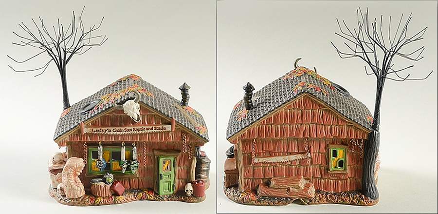 Snow Village Halloween Lefty's Chain Saw Repair And Studio - Boxed by Department 56-1