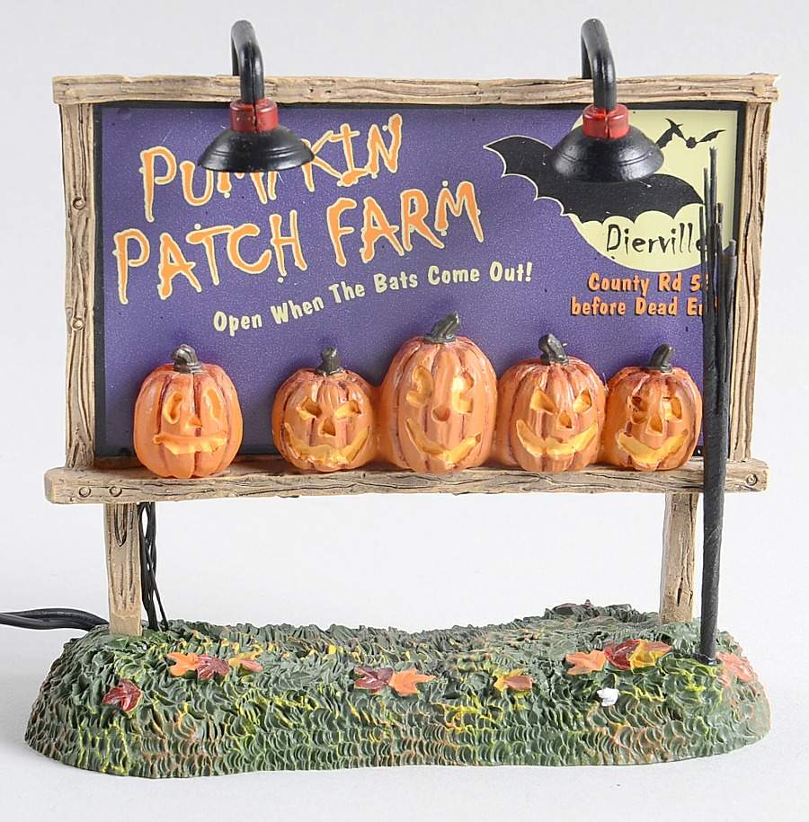Snow Village Halloween Lit Pumpkin Patch Billboard - With Box-Bx540 by Department 56-1