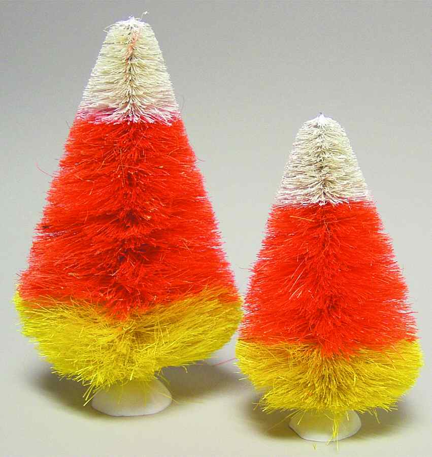 Snow Village Halloween Candy Corn Trees - Boxed by Department 56-1