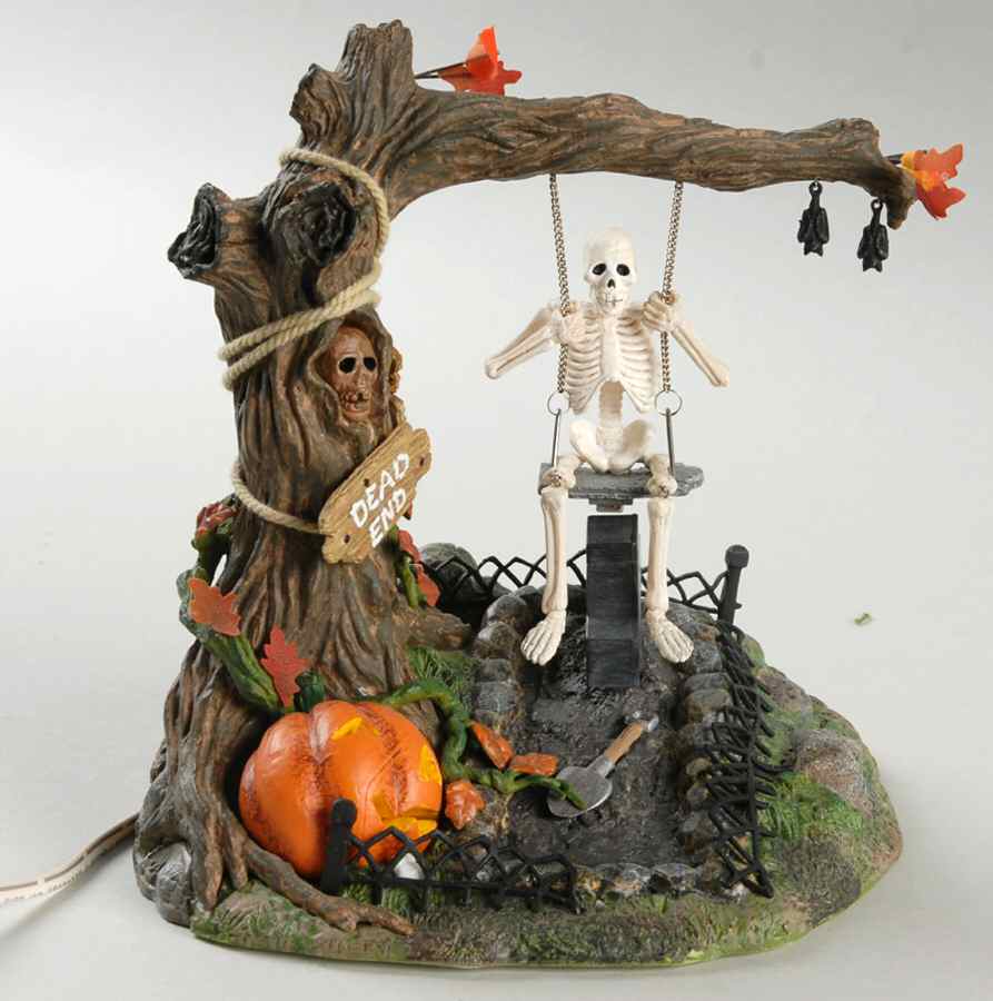 Snow Village Halloween Village Swinging Skeleton-Animated - Boxed by Department 56-1