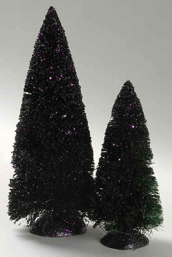 Snow Village Halloween Purple Glitter Sisal Tree - With Box by Department 56-1
