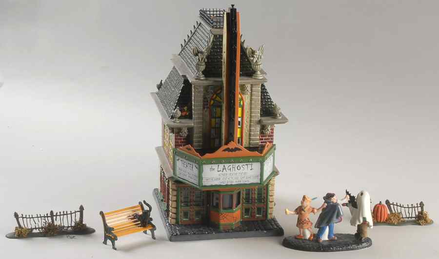 Snow Village Halloween Laghosti Movie Theater - Boxed by Department 56-1