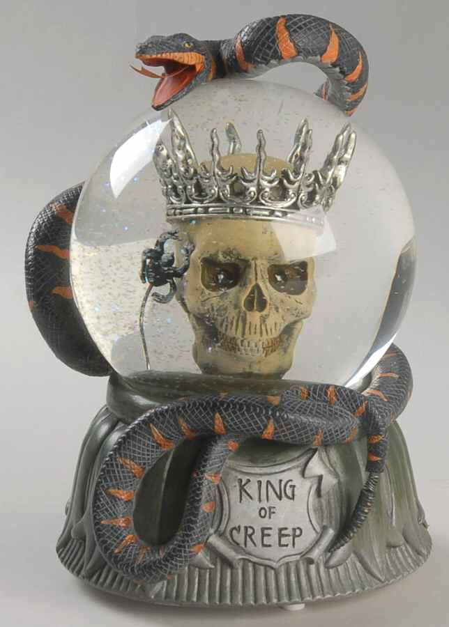 Snow Village Halloween Skull With Snake Waterglobe - No Box by Department 56-1