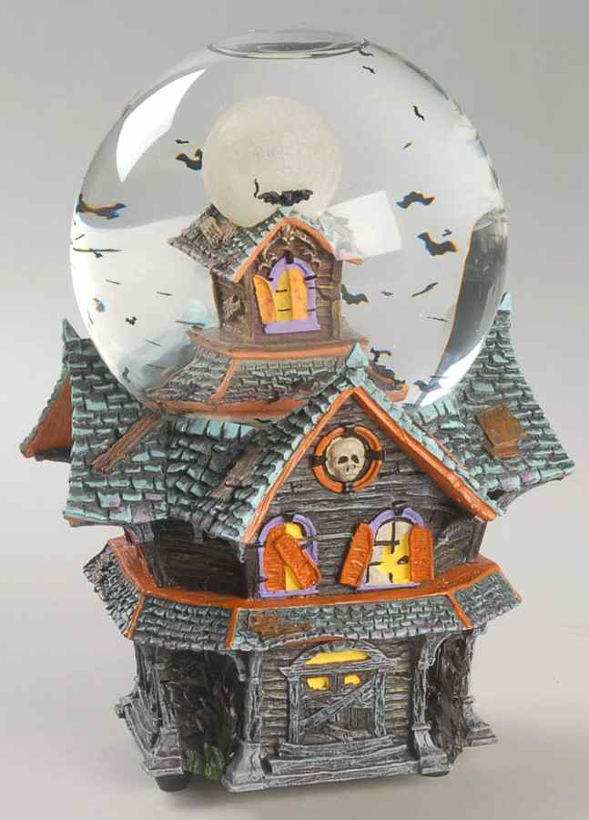 Snow Village Halloween Full Moon Haunted House Waterglobe - No Box by Department 56-1