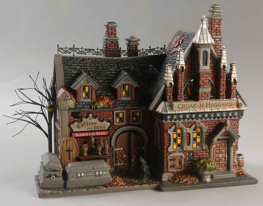 Snow Village Halloween Croak-N-Haggard Mortuary - Boxed by Department 56-1