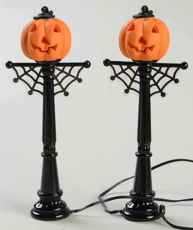 Snow Village Halloween Pumpkin Street Lamps Set Of 2 - Boxed by Department 56-1