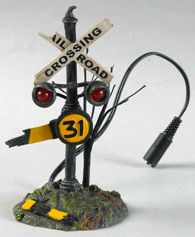 Haunted Rails - Snow Village Halloween Haunted Rails Crossing Sign - No Box by Department 56-1