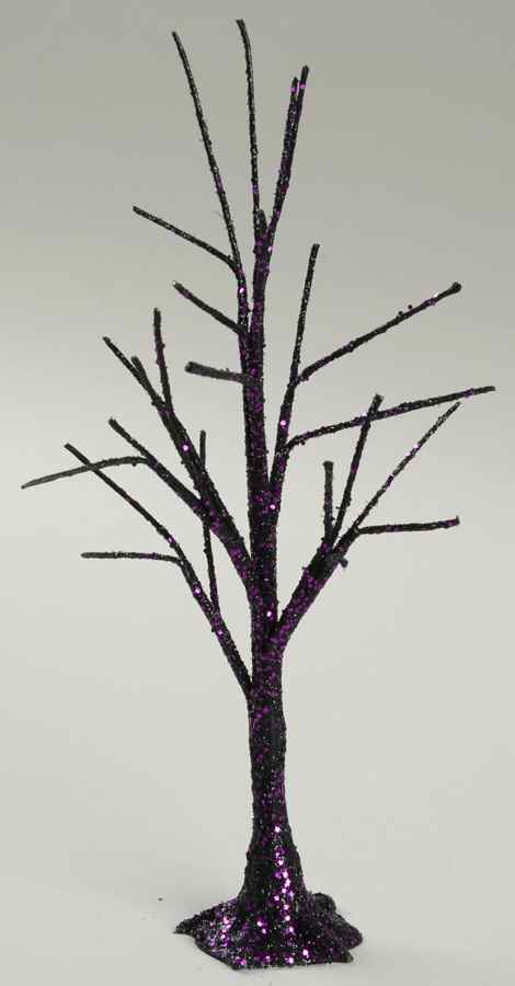 Snow Village Halloween Purple Glitter Bare Branch Tre - With Box by Department 56-1