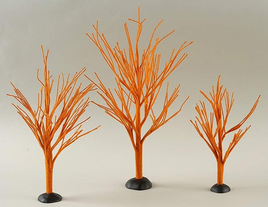 Snow Village Halloween Orange Bare Branch Trees - With Box Bx314 by Department 56-1