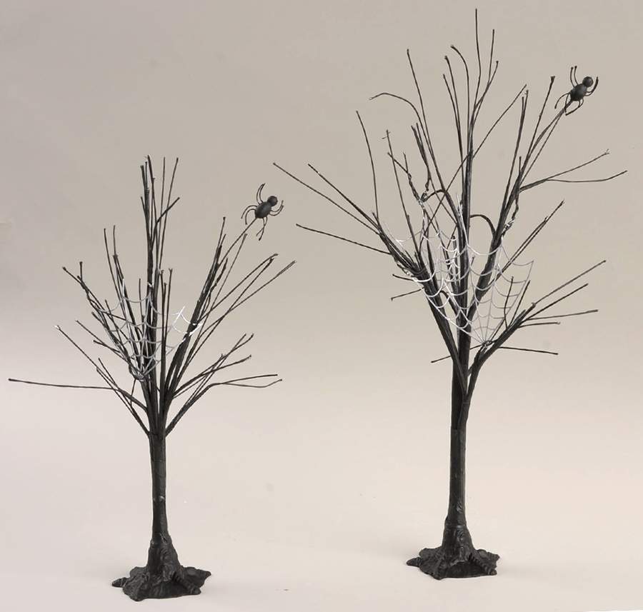 Snow Village Halloween Spooky Spider Trees - Boxed by Department 56-1