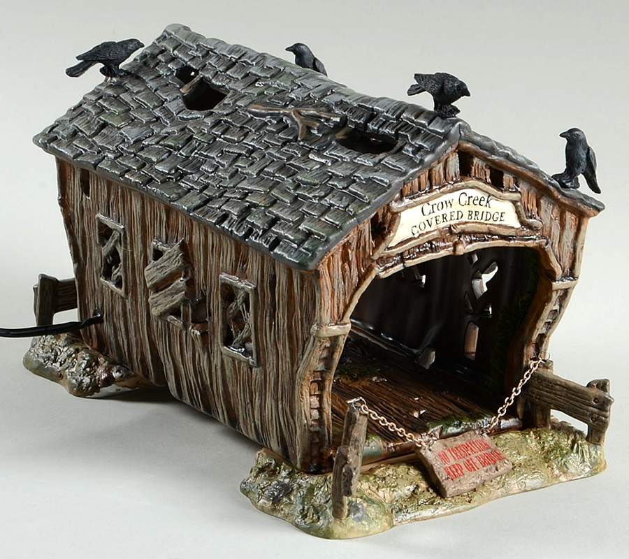 Snow Village Halloween Crow Creek Covered Bridge - Wtih Box Bx377 by Department 56-1