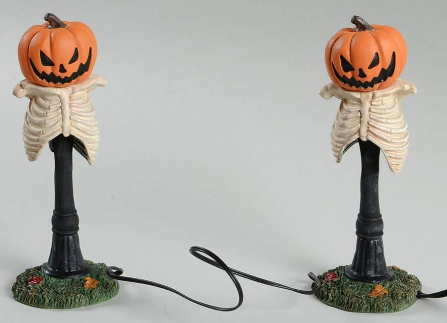 Snow Village Halloween Creepy Pumpkin Street Lights - Boxed by Department 56-1