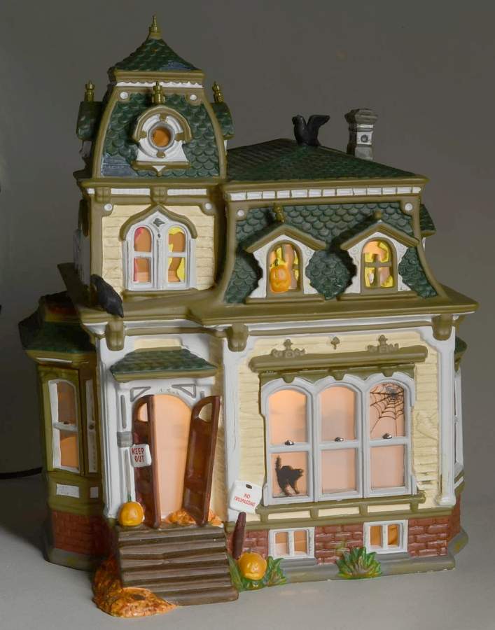 Snow Village Halloween Haunted Mansion- Green Roof - With Box by Department 56-1