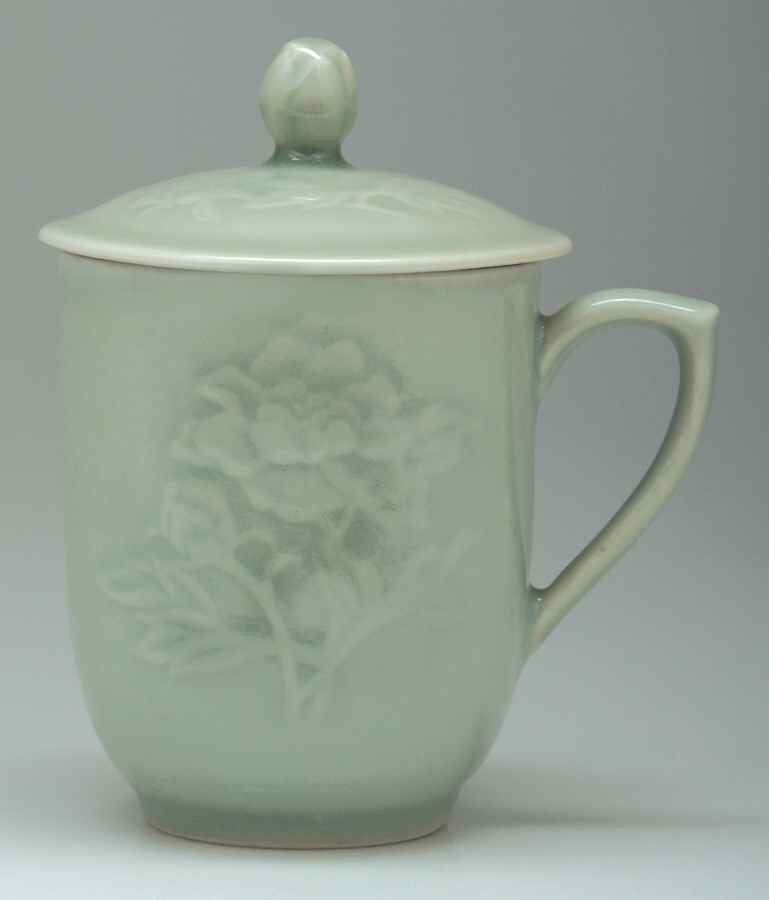 Celadon Giftware Flower Mug With Cover - No Box by Dynasty Gallery-1
