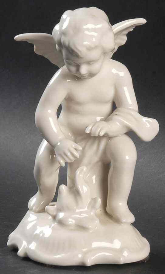 Four Seasons Cherubs Winter-Fire With Drape Over Arm - No Box by Dresden (German)-1