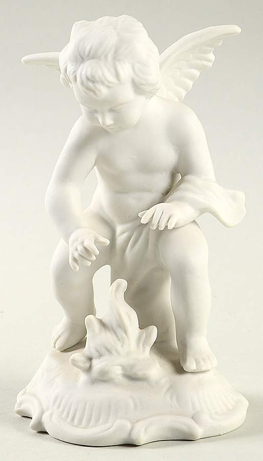 Four Seasons Cherubs Winter-Fire With Drape Over Arm - No Box by Dresden (German)-1