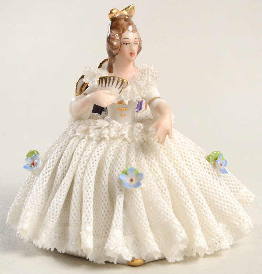 Dresden Figurines Lady With A Fan - No Box by Dresden (German)-1