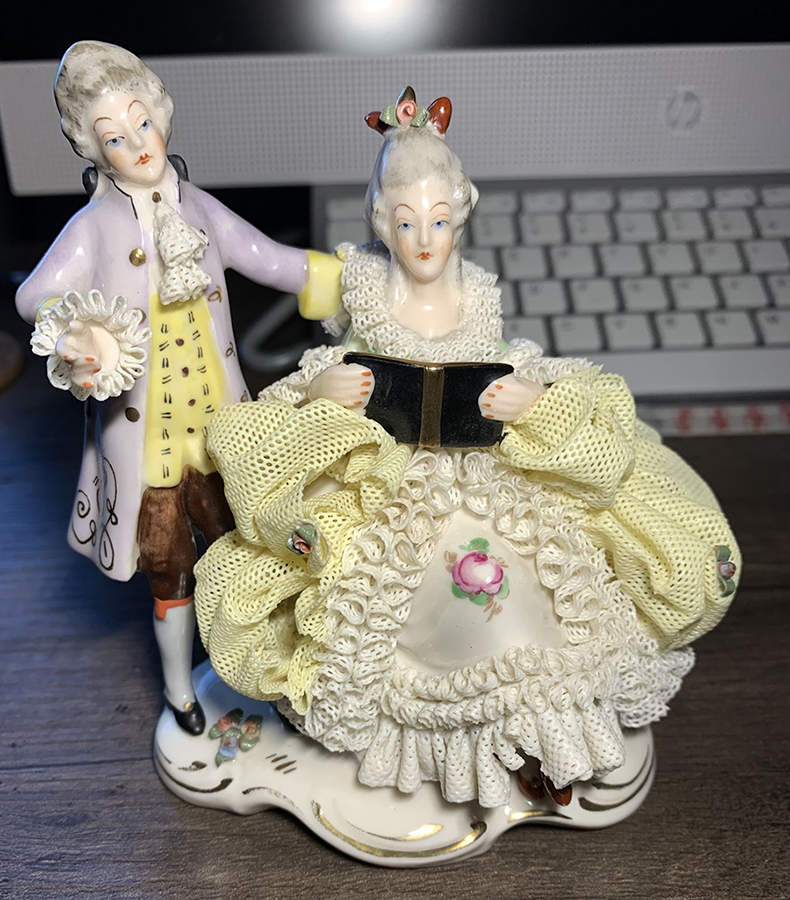 Dresden Figurines Couple W/ Book - No Box by Dresden (German)-1